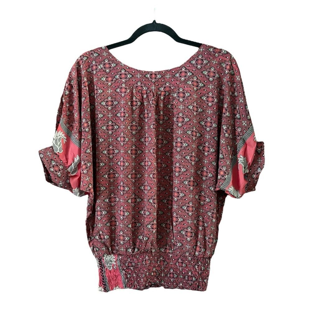 Karma Highway Boho Pink Printed Short Sleeve Open Back Top NWT One Size